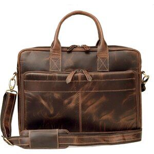 Leather Briefcase Laptop Bag for Men and Women Travel Messenger Bag